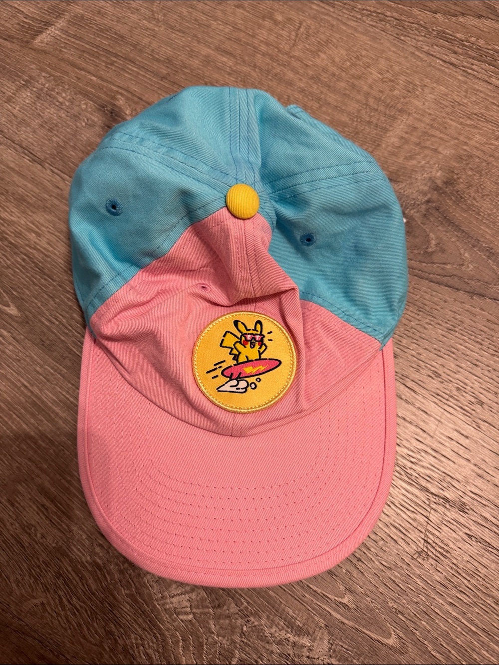 Brixton Kids Two-Tone Pink and Light Blue Cap with Surfing Bunny Patch